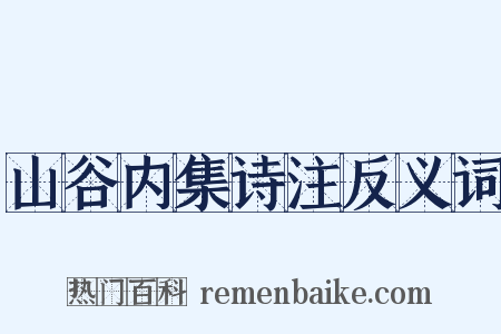 山谷内集诗注反义词是什么意思的图片